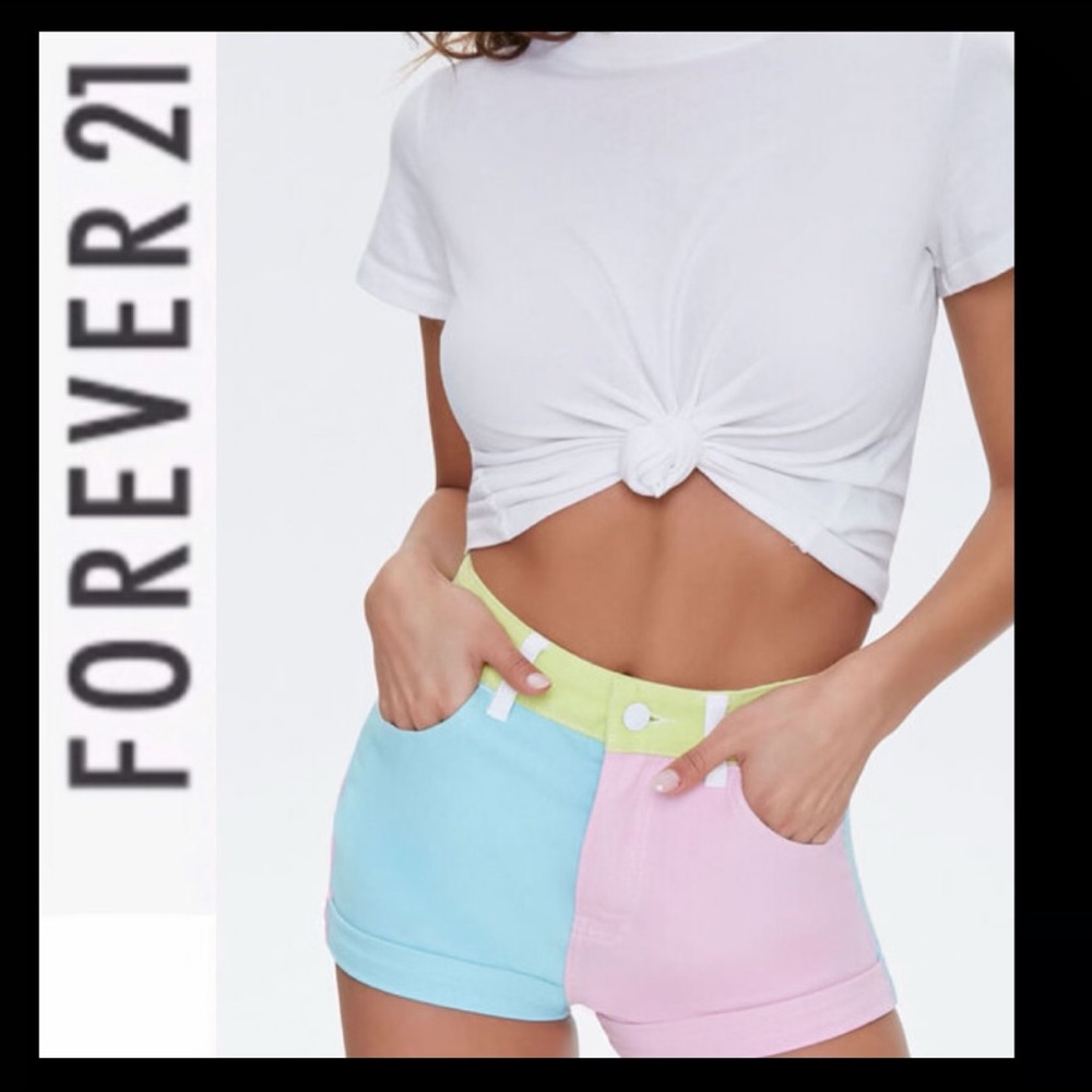 NWT F21 High Waist Colorblock Shorts
